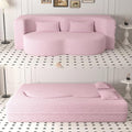 2 in 1 Convertible Sleeper Sofa Bed 15 Thick Twin Size Folding Floor Couch with 2 Pillows Teddy Fabric Foam-Filled Futon Loveseat for Living Room Guest Use Office &amp Apartment (Pink)