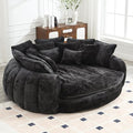 81.1 Oversized Round Chaise Lounge Chair Extra-Wide 2-Person Accent Chair with 14 Pillows Comfy Cloud Sleeper Sofa for Living Room (Black)