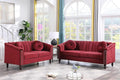 Chesterfield Sofa Set Luxurious Velvet Chesterfield Settee Couch SetSofa and Loveseat SetUpholstered Rolled Arm with Rivets/4 Button Tufted Pillow Modern Sofa Living Room SetRed