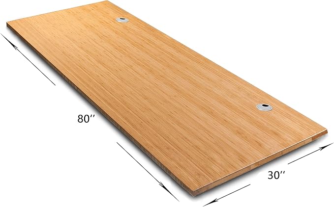 VWINDESK 80 x 30 x 1 Inch 100% Solid Bamboo Desk Table Top Onlyfor Standing Desk Home Office Desk with 80mm Grommets(Right Angle)