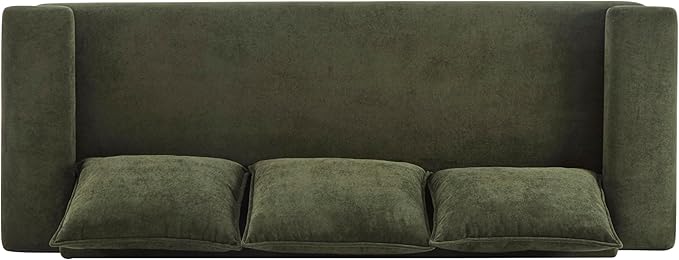 Christopher Knight Home Ahrab 84 Upholstered with 3 Back Pillows Modern Fabric 3-Seater Sofa Cozy Oversized Loveseat with Low Armrest Spacious Lounge Seating for Living Room Home Rest Green