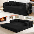 79 Corduroy Sofa Bed Boneless Couch in a Box with 2 Pillows High-Density Foam 4-in-1 Foldable Sleeper Futon Loveseat for Small Spaces No Assembly Side Pockets Black