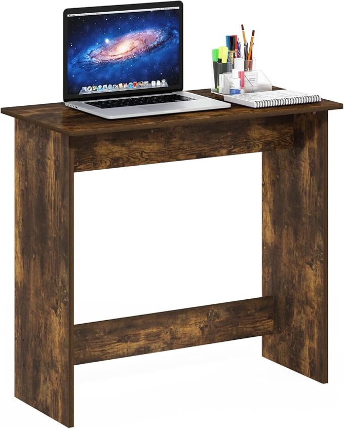Furinno Simplistic Small Desk 31.3 Wide Gaming Desk Rectangular Computer Desk with Rounded Edges Office Desk for Home Office Bedroom Study Room Dorm Amber Pine