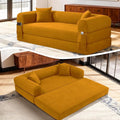 4-in-1 Folding Convertible Sofa Bed 80 Inch Corduroy Upholstered Boneless Couch Loveseat Sleeper with Pull Out Bed Floor Sofa Modular Futon Teddy Sofa for Living Room Bedroom Lounge Yellow