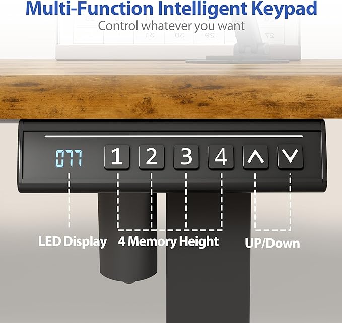YESHOMY Height Adjustable Electric Standing Desk 55 x 24 Inches Memory Home Office Sit Stand up Desk with Phone Holder and USB Charging Port Rustic Brown