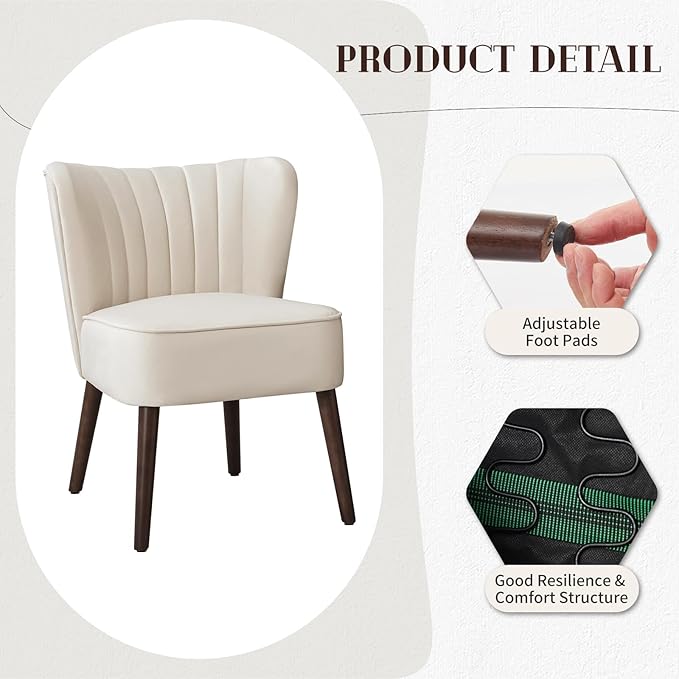Modern Velvet Accent Chair for Living Room – Mid-Century Wingback Lounge Chair with Solid Wood Legs 300lb Capacity – Plush Upholstered Armchair for Bedroom Office Reading NookBeige