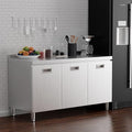 ZZV 55 x 21 Stainless Steel Table Cabinet for Prep &amp Work Heavy Duty Prep Table with 3 Pull-Out Doors Commercial Workbench with Cabinet for Kitchen Restaurant Hotel Garage and Warehouse