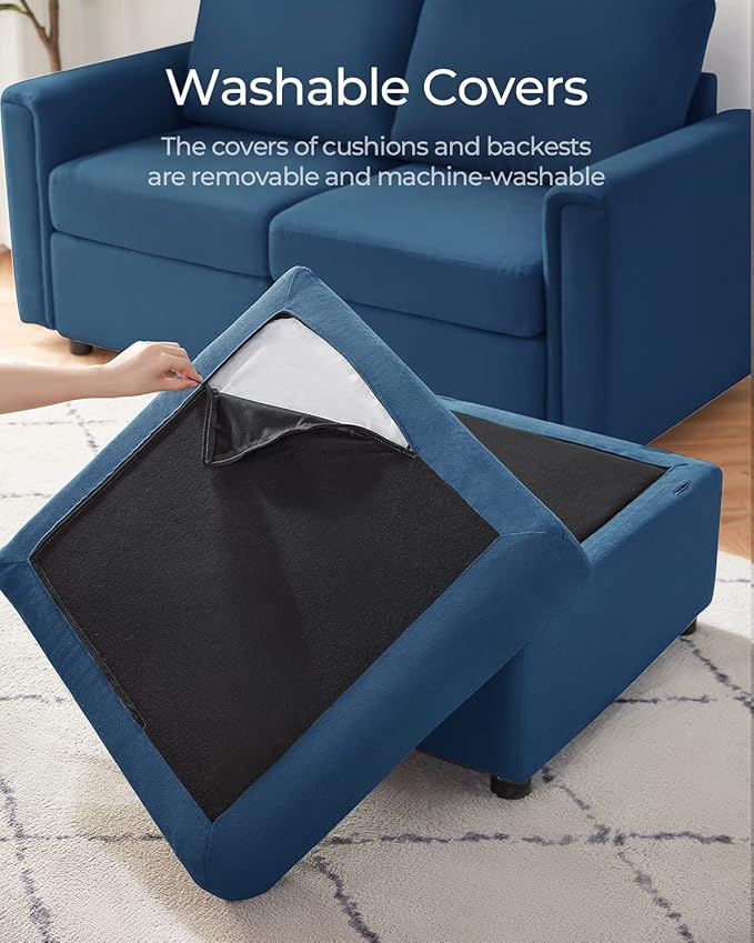 LINSY HOME Modular Sectional Sofa with Storage Washable Sectional Couch Covers Changeable Couch Ottoman to Extend Your Sofa Blue