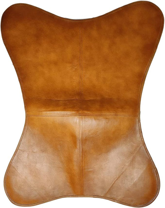 Leather Butterfly Chair Vintage Leather Chair Living Room Chair for Home Decor (Plain Brown)