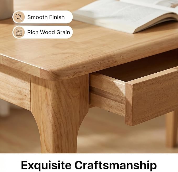 47 Solid Wood Writing Desk Small Computer Desk with Drawers Walnut Study Table with File Drawer Simple Office Desks with Storage for Home Office Bedroom Study Room (Natural)