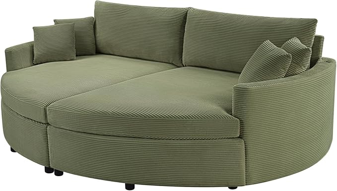 JUSTONE Ultimate Comfort 102.3 Oversized Sofa Bed Double Chaise Lounge with Deep Seat &amp USB Charging Multi-Functional Green Loveseat for Living Room