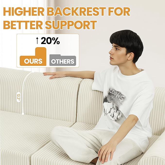 116 Boneless Couch Sectional Couches for Living RoomCloud Modular Sectional Sofa with Ottoman L-Shaped Modern Sofa with Deep Seat &amp High-Back DesignCorduroy 4-Seater Chaise Couch with 5 Pillows