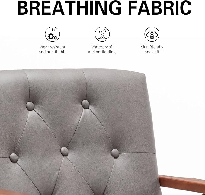 UNICOO - Modern Accent Chairs Mid-Century Armchair Living Room Chairs Leisure Chair with Metal Legs Reception Side Chairs (ZKL-222K Dark Grey)