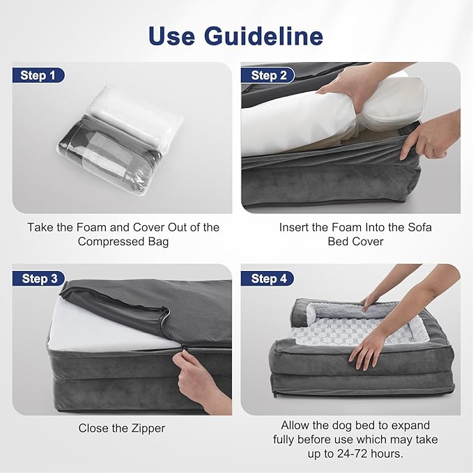FURTIME Orthopedic Small Dog Beds - Waterproof Ultra Comfy Supportive Foam Pet Couch with Removable Washable Cover Nonskid Bottom