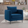 Blue Accent Chair for Living Room Modern Upholstered Accent Chair Comfy Velvet Armchair with Thick Cushion Single Sofa Arm Chairs for Bedroom Office Reading RoomClub (Blue)