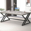 LVB 70.8 Long Office Desk Modern Large Wood Metal Computer Desk Industrial Double Workstation Desks for Two People Rustic PC Executive Work Study Writing Computer Table for Home Light Grey Oak