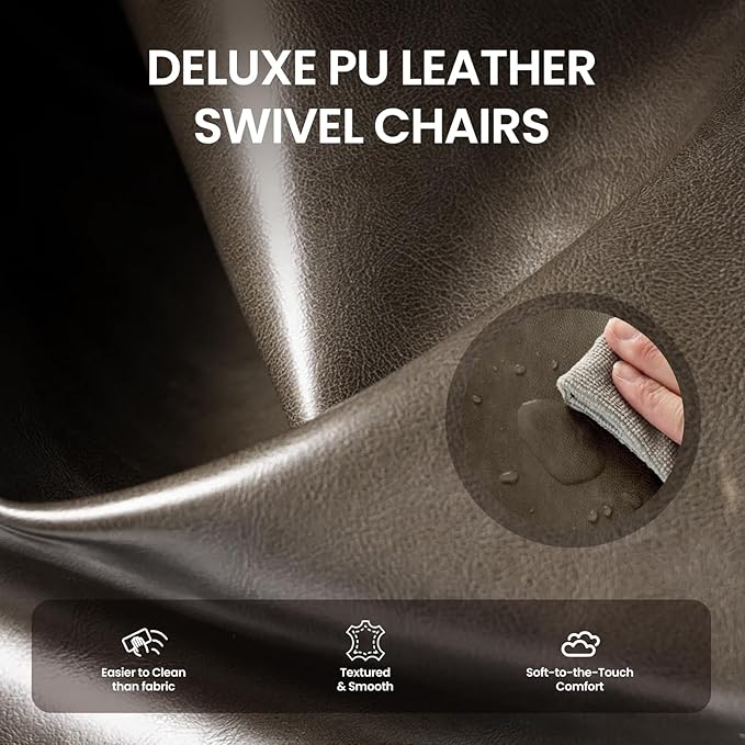 COLAMY 360° Swivel Accent Chair with Pillow Leather Living Room Armchair No-Sag Foam &amp Sturdy Metal Base Fully Assembled Swivel Accent Single Sofa for Bedroom Living Room Reading Room Wolf Gre