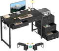 ODK Computer Desk with 5 Drawers 53 Inch Office Desk with Printer Shelf Reversible Gaming Desk for Home Bedroom Writing Table Desk with Headphone Hook for Storage Black