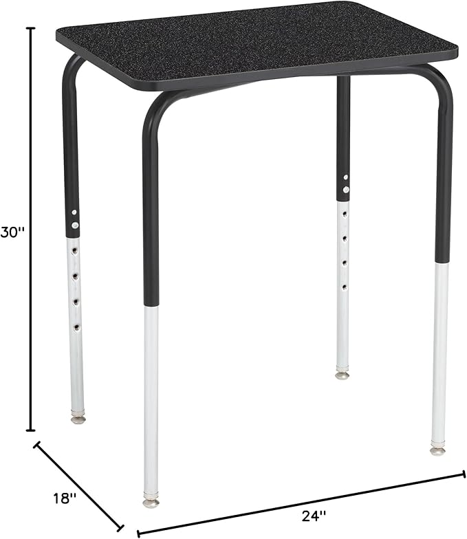 Learniture Adjustable Height Collaborative Student Desk Without Book Box Graphite Nebula Top (Set of 2)