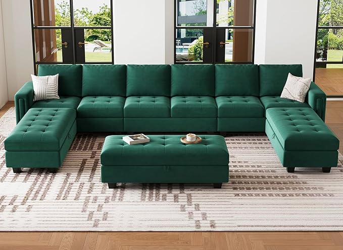 Belffin Single Seat Module for Modular Sectional Sofa Green