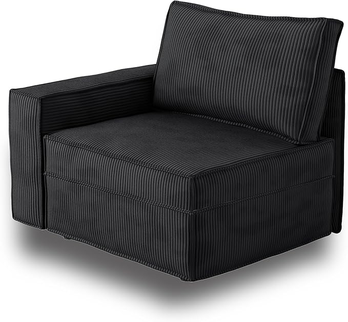 HOOOWOOO Modular Sectional Sofa CouchMatching Free Combination Cloud Couch Left Arm Chair(Black Corduroy)