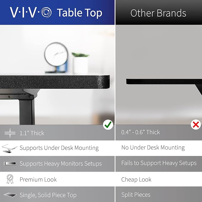 VIVO Electric 60 x 24 in Standing Desk Memory Height Adjustment 1B Series Holds 220 lbs One-Piece Light Wood Top Black Frame DESK-KIT-1B6C