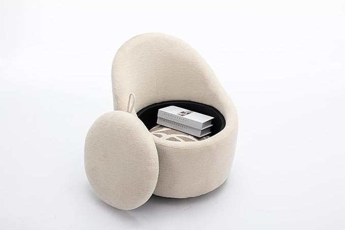COLAMY Chenille Fabric 360 Swivel Accent Chair Beige