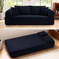 3 Seater Sofa Couch for Living Room (Navy Blue 38 D + 4 Pillows)