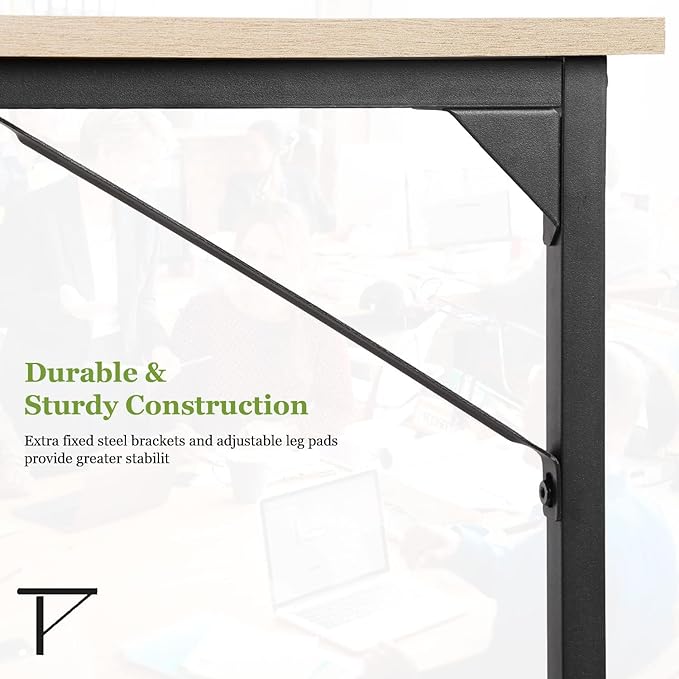 Computer Desk 39 Inch Office Desk with Metal Frame Home Office Desk Modern Simple Style for Small Space Home Office Living Room Bedroom Nature