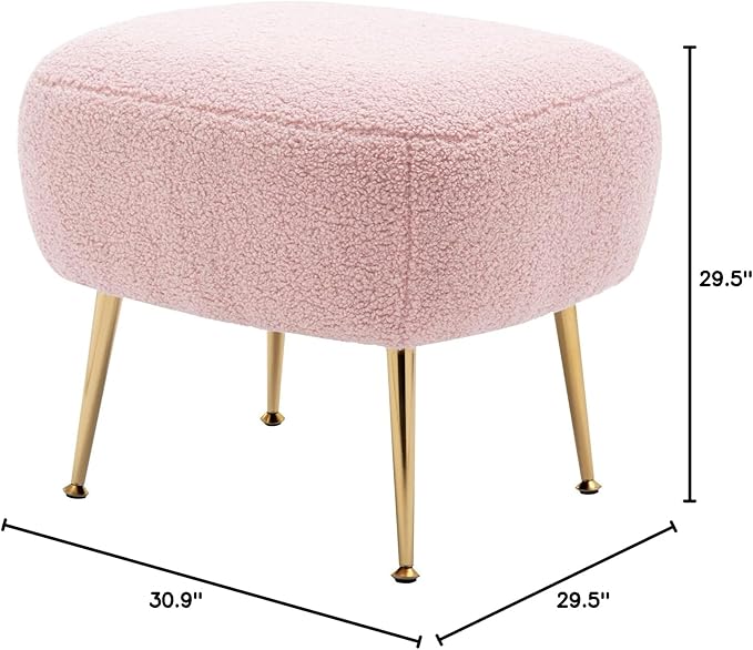 Modern Comfy Leisure Accent Chair Teddy Short Plush Particle Velvet Armchair with Ottoman for Living Room