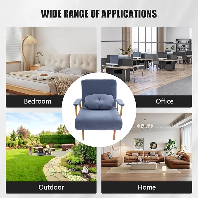 Convertible Sleeper Sofa Bed 3 in 1 Multi-Functional Sofa Chair Bed with 5 Position Adjustable Backrest Folding Sofa Bed Floor Single Chairs Fold Out Chair Beds for Living Room (Grey)