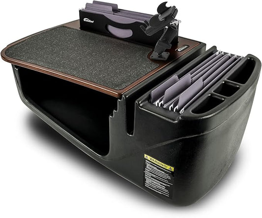 AutoExec AE-FMEF-PI-PM-21M Efficiency FileMaster Car Desk for Your Vehicle Workstation and Mobile Office Mahogany with 400 watt Power Inverter and Phone Mount