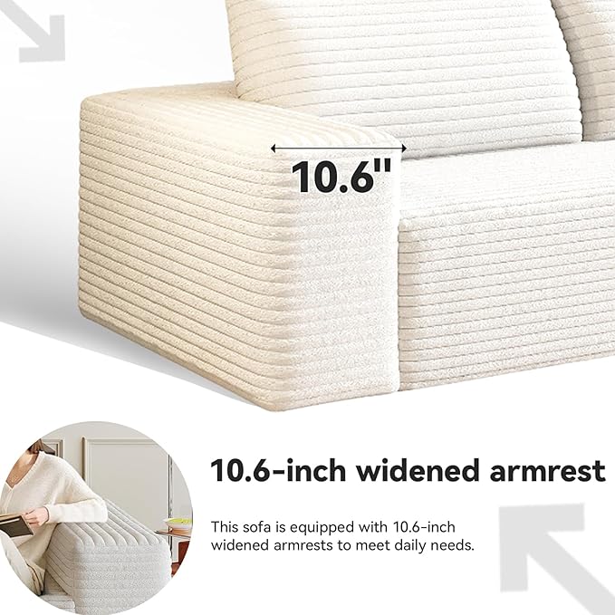 71 Boneless CouchNo Assembly RequiredLoveseat Velvet Couch Soft and Comfortable for Living Rooms Bedroom and Dormitories (White 71)