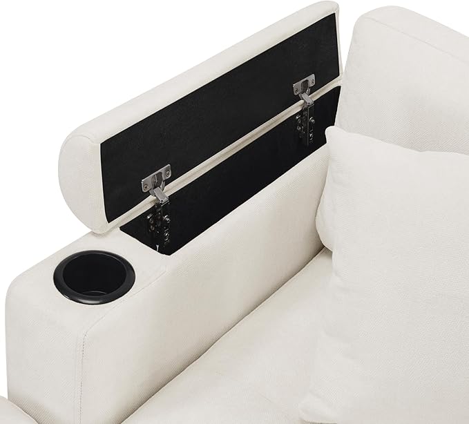 Modern U-Shaped Sectional Sofa 115.7 Corner Sectional Living Room Couch Oversized Sectional with Built-in Cup Holders Storage Space and USB Ports for Living Room (Beige-X22)