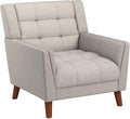 Christopher Knight Home Evelyn Mid Century Modern Fabric Arm Chair Beige &amp Walnut (305538
