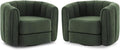 cinkehome Teddy Swivel Accent Chairs Set of 2 Barrel Armchair 360° Modern Round Arm Chair with Thickened Cushion Swivel Club Chair for Living Room Bedroom Green