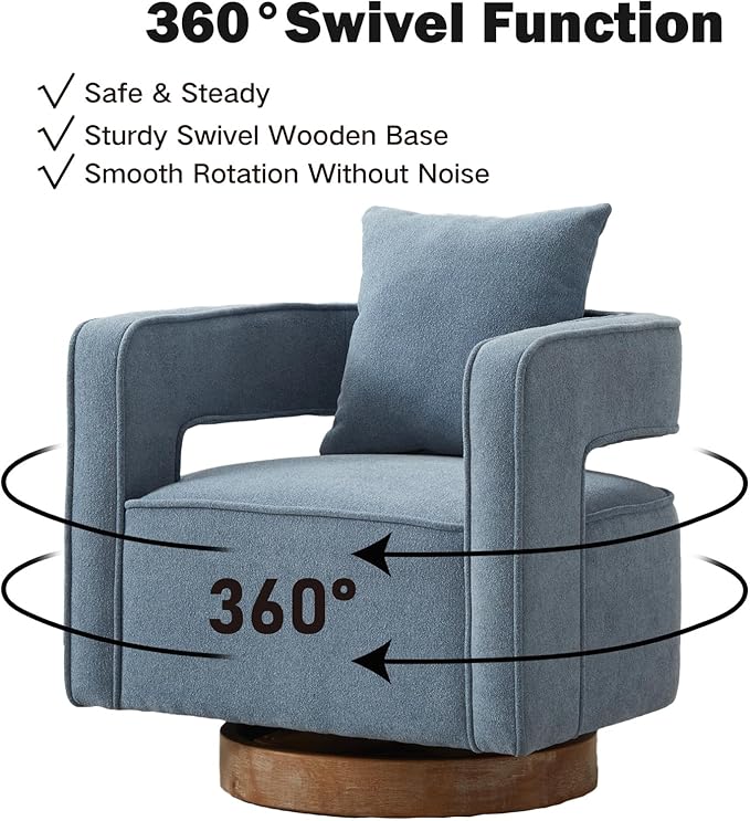Chifee &amp Vingol 29.1 Linen Modern Swivel Accent Barrel Chair Set of 2 with Solid Wood BaseBlue
