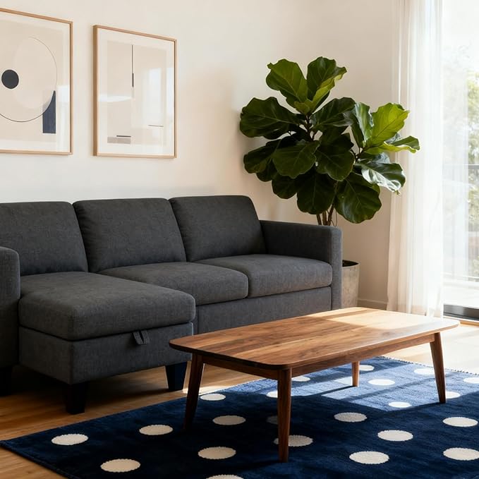Small Sectional Sofa Couch L Shaped Sectional Grey Couch in a Box Small Couches with Ottoman 3 Seater Sofa for Living Room Apartment Dorm Office