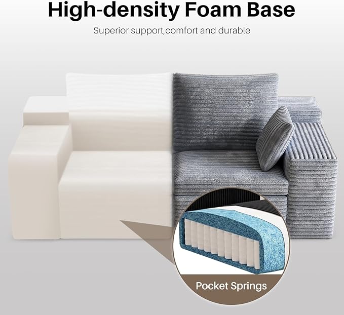 78 Loveseat Sofa Modern Corduroy Couch with 2 Pillows Deep Seat Small Sofa for Living Room Bedroom Apartment Home Office No Assembly (Gray)