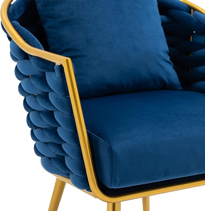 Velvet Accent Chair Modern Upholstered Armchair Tufted Chair with Metal Frame Single Leisure Chairs for Living Room Bedroom Office Balcony
