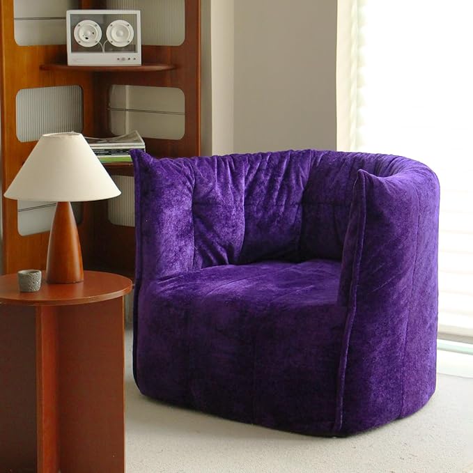 N&ampV Mid Century Brigantin Deep Relaxation Sofa Soft Premium Chenille for Living Room Bedroom and Office (Royal Purple Single)