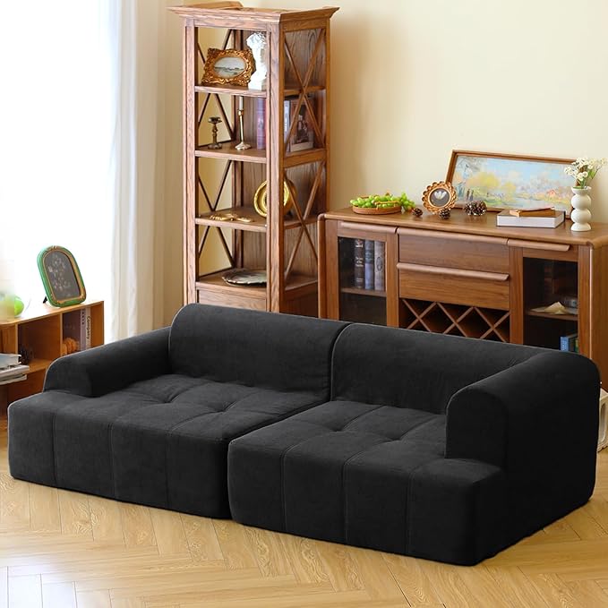 N&ampV Foam Sofa Made with All Foam Great for Livingroon and Bedroom (Black)