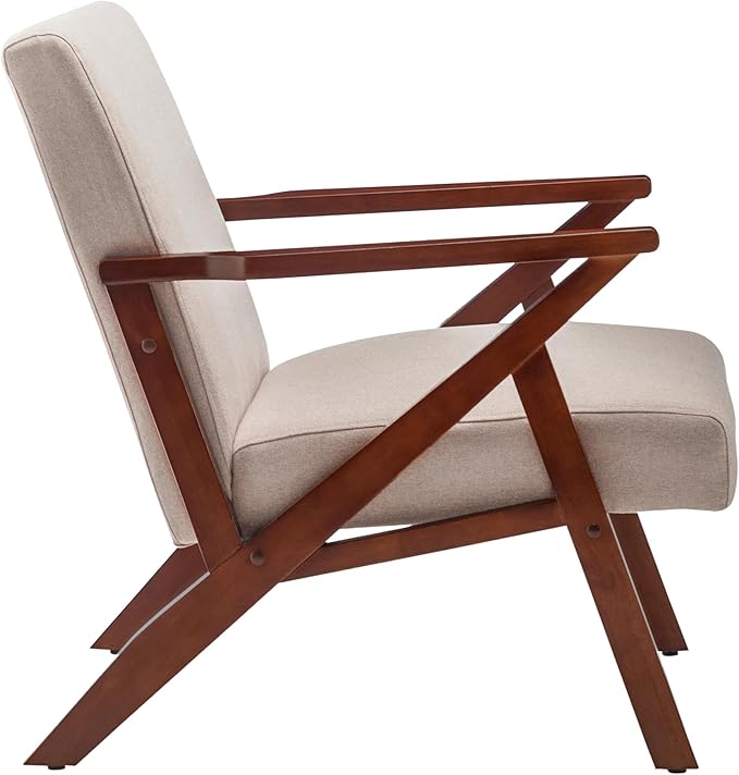 Convenience Concepts Take a Seat Cliff Accent Armchair Mid-Century Modern Lounge Chair for Living Room Bedroom 28.5 Sandy Beige Fabric/Espresso