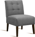 Modern Accent Chair for Living Room Upholstered Armless Slipper Chair with Back &amp Wood Legs Comfy Small Chair for Bedroom Living Room Reading Spaces Office (Gray2)