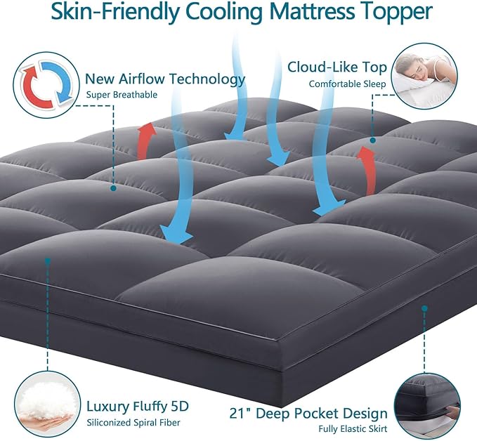 CHOKIT Twin Mattress Topper Extra Thick Pillow Top Mattress Pad for Back Pain Relief Cooling Bed Topper Mattress Cover with 8-21 Inch Deep Pocket