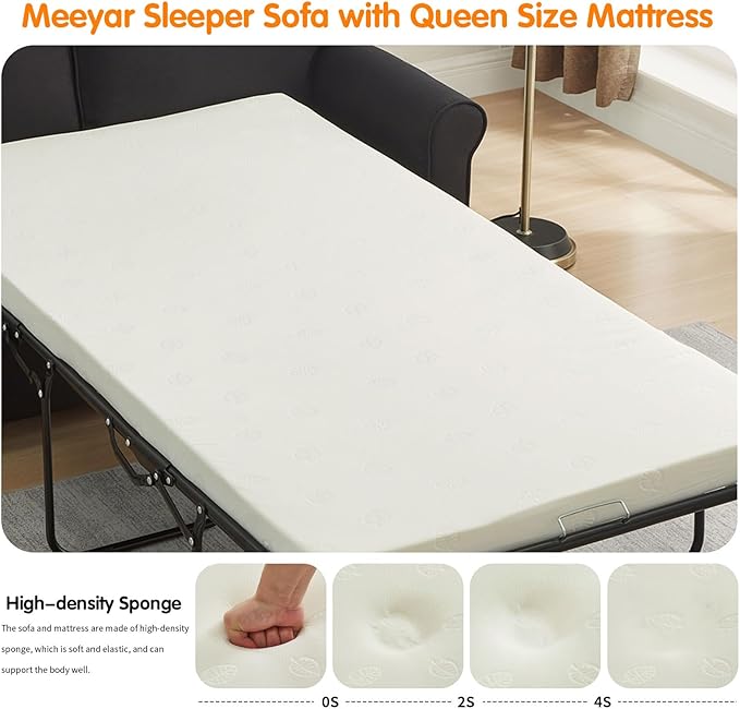 57 Pull Out Sofa Bed with Mattress Convertible Sofa Bed Loveseat Twin Sleeper Sofa Couch with Pocketed Coil Seating Upholstered Fabric Sofa Bed for Small SpacesBlack | sofa bed futon sofa bed s