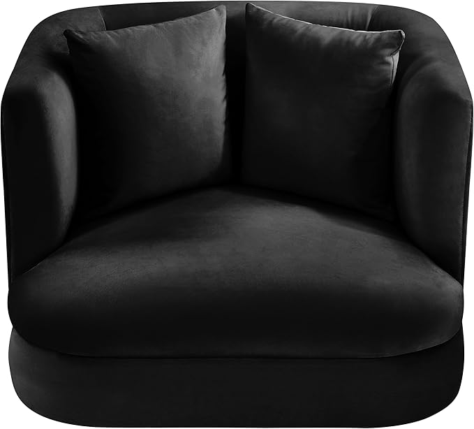 Meridian Furniture 699Black-C Alder Collection Modern | Contemporary Chair with Ultra Luxe Black Velvet 460 GSM Velvet Solid Wood Frame 38 W x 36 D x 30 H Black