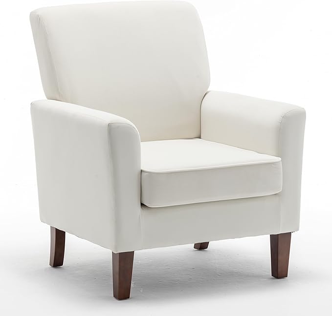 Contemporary Accent Arm Chair with Birch Wood Frame and Velvet Upholstery Armchair for Office and Living Room Decor Removable Cushions Beige