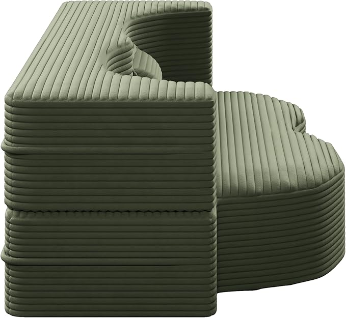 2 in 1 Folding Floor Couch Sofa Bed with 2 Pillows Convertible Sleeper Sofa Modern Full Mattress for Living Room Guestroom Plush Corduroy Floor Sofa BedNo Assembly RequiredGreen