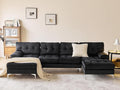 Wimarsbon 106” U-Shaped Couch with Double Chaise Modern Upholstered 4-Seat Sectional Sofa Set for Living Room Bedroom Apartment Easy to Assemble (Black/Velvet)